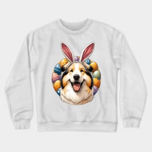 Croatian Sheepdog Enjoys Easter in Bunny Ears Crewneck Sweatshirt